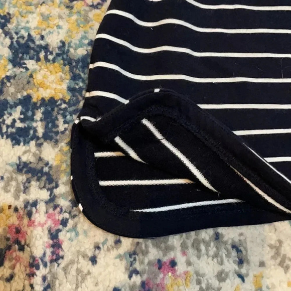 Talbots mini skirt cotton blend stretch Navy white stripes Drawstring Size MP - Picture 11 of 12